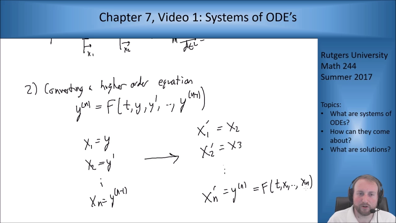 MATH 244: Chapter 7, Video 1: Systems of ODEs