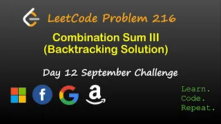 Combination Sum III September LeetCode Challenge Day 12