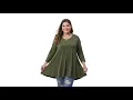 Amazon com MONNURO Womens Plus Size 3 4 Sleeve V Neck Button Casual Loose Flowy Swing Tunic Tops Ba