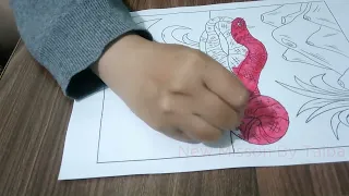 Coloring page of a snake in the forest 3