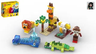 AFRICAN ANIMALS Lego classic 11013 ideas How to build Crocodile Monkey Whale Giraffe Lion Elephant