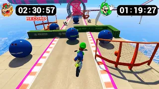 Can Luigi BEAT Bowser's Record Time On This Bike Stunt Level?! 🏍️💨