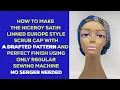 PERFECT FINISH NO SERGER NEEDED FREE PATTERN SATIN LINED EUROPE STYLE SCRUB CAP