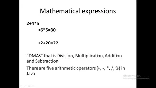 Programming Fundamentals in Java Mathematical Expression First program in Java