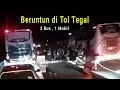 Penyempitan Perbaikan Jalan Terjadi Beruntun 2 Bus dan mobil di Tol Tegal