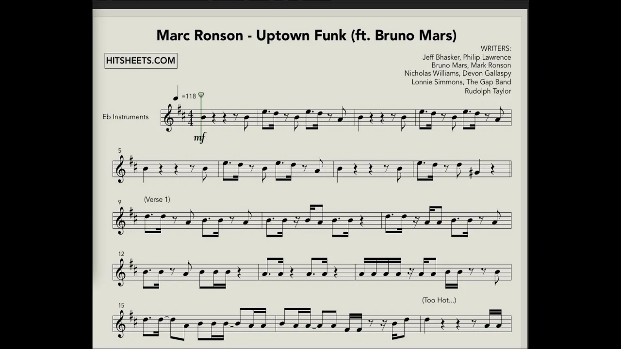 Mark Ronson - Uptown Funk (ft. Bruno Mars) (HITSHEETS Instrumental) Mark Ronson - Uptown Funk (ft. Bruno Mars) (HITSHEETS Instrumental)