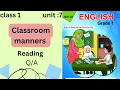 Class 1 English unit 7 Classroom manners Grade 1 English book chapter 7 A