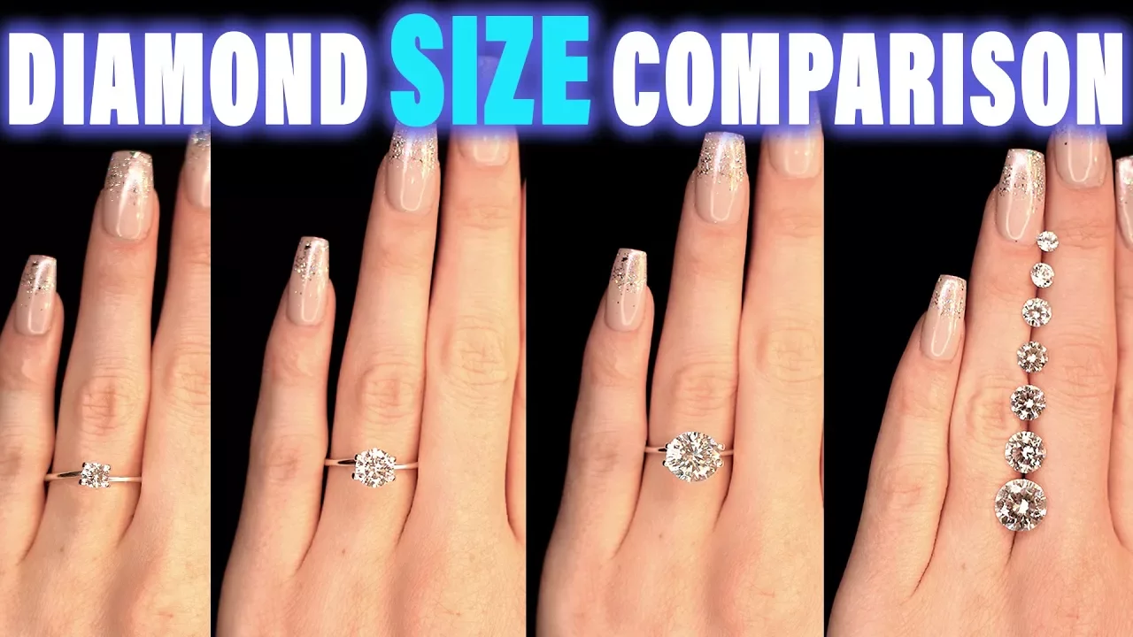 Diamond Size Comparison on Hand Finger Carat 1 2 3 4 0.5 ct 0.25 0.75 1.5 0.3 0.8 0.7 0.6 0.4 .9 1/2