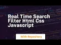 real time search filter html css javascript