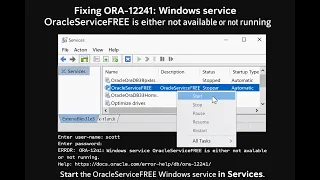 How to fix SQLPlus Error Windows service OracleServiceFREE is either not available or not running