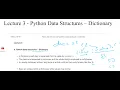 Lecture-3 Dictionary Python - Data Structures and Algorithms Course Data Science