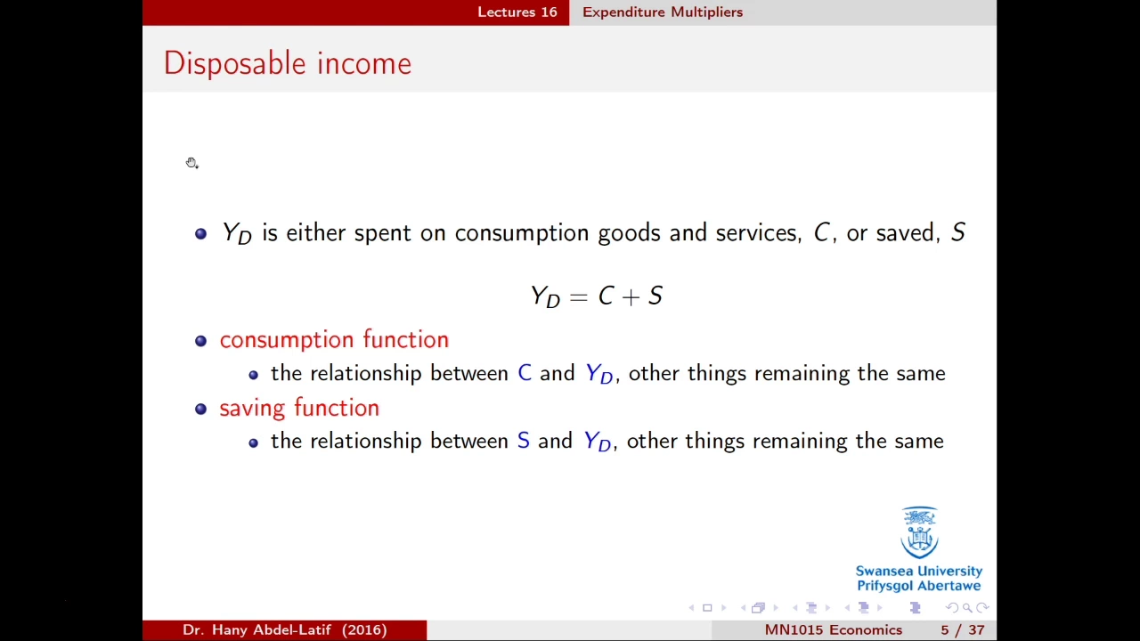 MN1015 Lecture 16 Part 1 Expenditure Multiplier