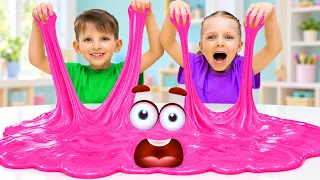 Funny Slime Story ⭐ Kids are learning to share and play together