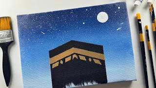 “KABA”Painting in night View 🕋🥰✨ #allah #kaba #calligraphy #islamic 