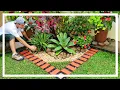 Linda decoração de jardim com bordas e pedras naturais / Ideias para jardim