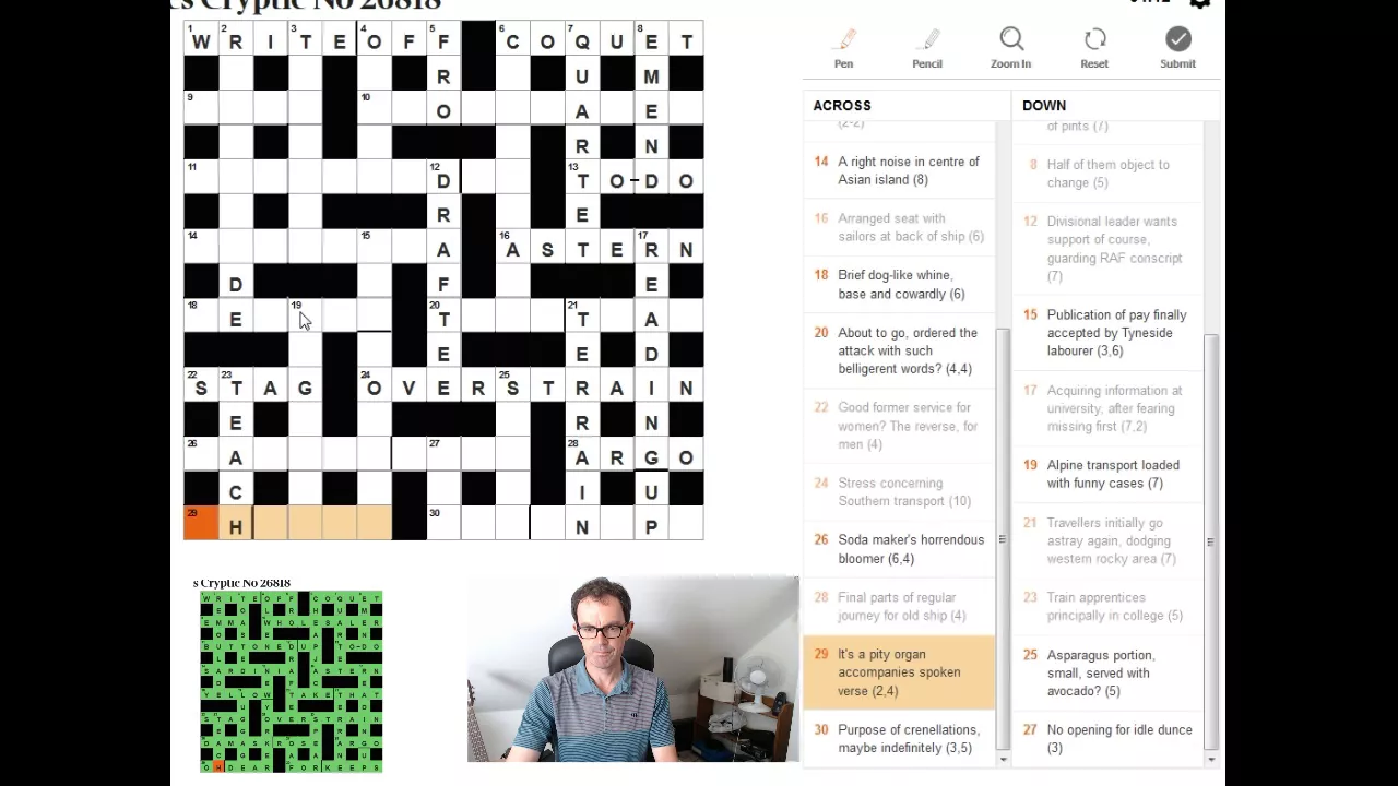 Solving The Times cryptic crossword:  31 August 2017