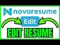 How To EDIT RESUME In Novoresume QUICK EASY 2026
