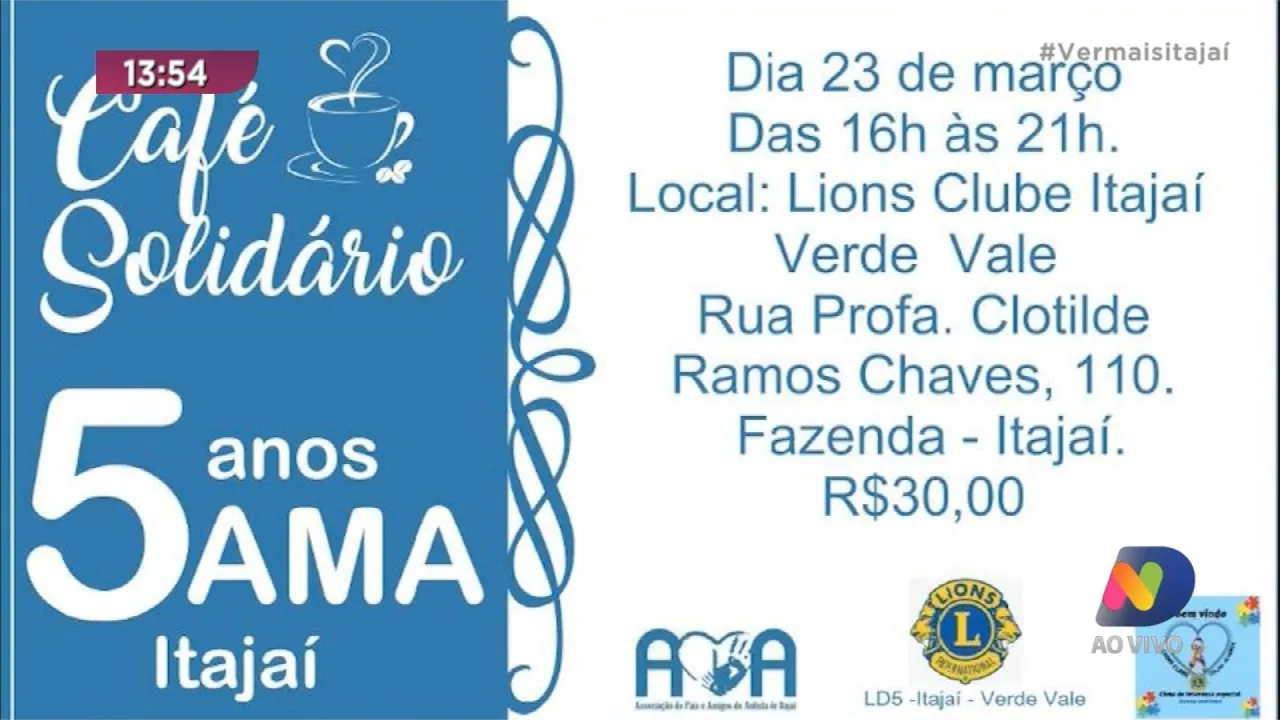 Ama e Lions Aliança promovem café solidário para comemorar 5 anos de fundação