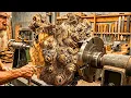 Wood turning I scored the goal using an old coffee tree stump