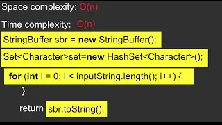 Remove duplicate characters from the string O n