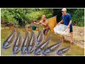Lagu Fishing technique: Ly Thi Lien and Uncle Vinh happily harvested a large catch of fish.