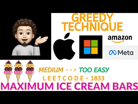 Maximum Ice Cream Bars | Leetcode 1833 | Simple Approach | codestorywithMIK - YouTube thumbnail