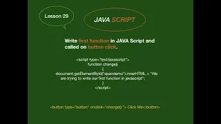 HTML and JavaScript tutorial 29 Program for javascript function call on button click