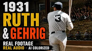 Babe Ruth Lou Gehrig Take BP REAL Footage Original AI Colorized