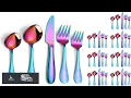 Iridescent Silverware Set Rainbow Flatware Service for 8 Stainless Steel Cutlery 40