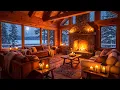 Lagu Peaceful Winter Jazz ❄️ Cozy Fireplace Cabin Surrounded by Snowy Forest for Stress Relief, Unwind