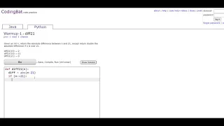Warmup-1 diff21 Python Tutoriall Codingbat com