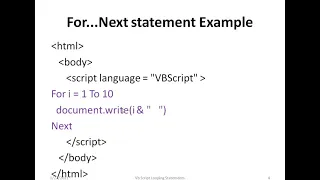 VBScript - Loops and loop Control Statements