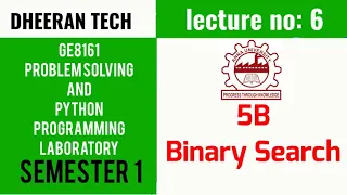 GE8161 PSPP LAB Manojkumar Lectures PYTHON LAB binary search in tamil