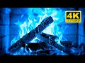 Lagu 🔥🎃 Halloween Fireplace 4K (12 HOURS). Blue Fireplace with Crackling Fire Sounds. Magic Fireplace