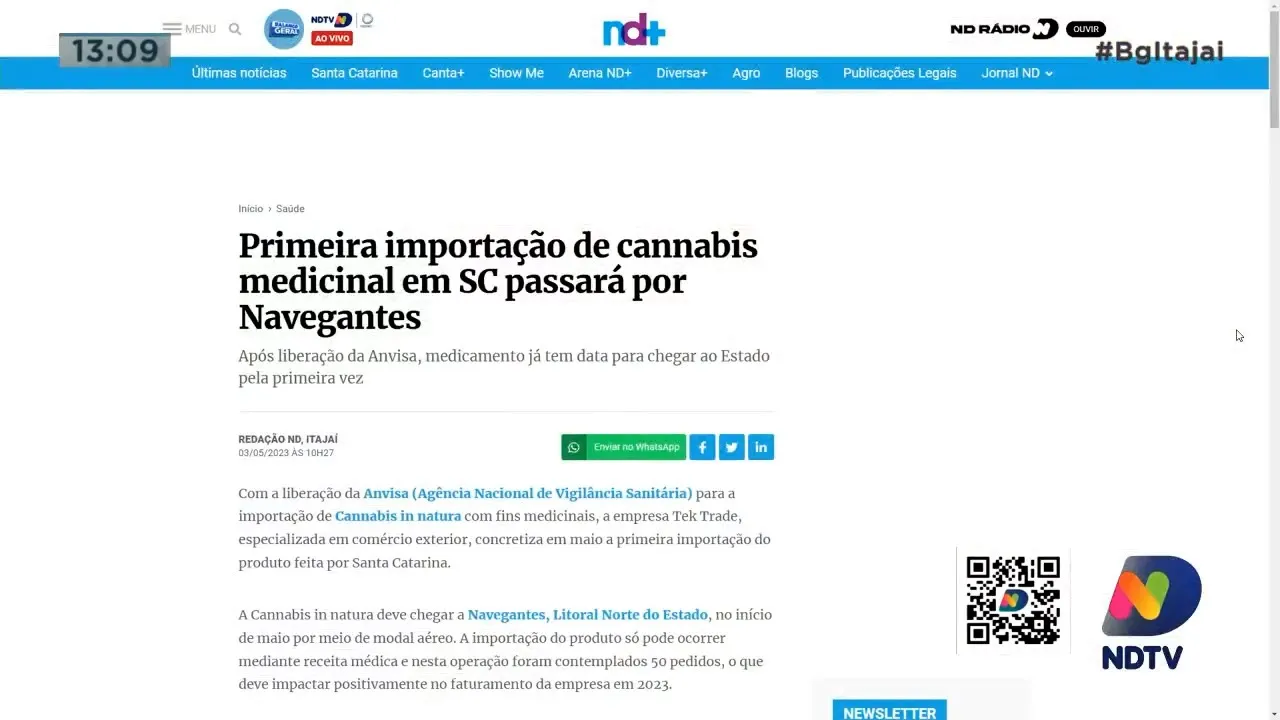 Primeira importação de Cannabis medicinal aqui do estado passará por Navegantes