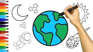 Outer Space Coloring for Kids Toddlers