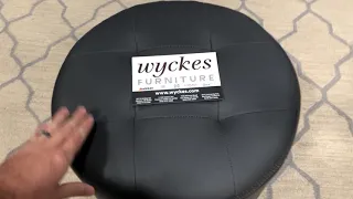 500555 Grey Round Tufted Swivel Ottoman Wyckes Furniture