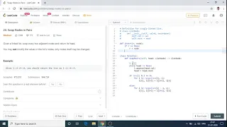 Swap Nodes in Pairs Leetcode Solution Python