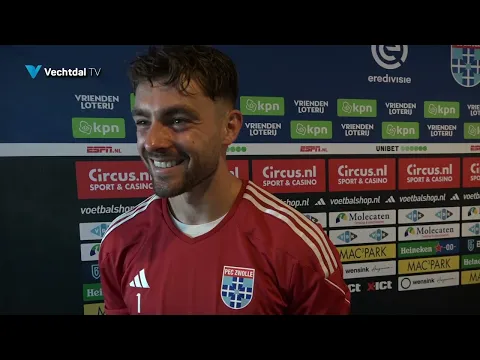 PEC Zwolle doelman Jasper Schendelaar na de 3-0 overwinning op Heracles