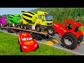 Download Lagu Flatbed Truck McQueen | Transportation with Truck - Pothole vs Car #34 | BeamNG.Drive Gameplay