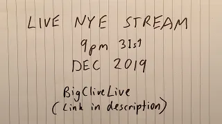 2019 NYE live stream at 9pm UK time 31st December 2019 On other channel