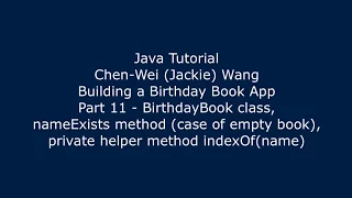 Java Tutorial Birt ay Book App 11