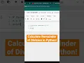 Calculate Remainder of Division Python