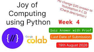 NPTEL Joy of Computing Using Python - Week 4 Quiz Answers 2026 Proof Included