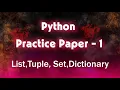 40 BEST Python Questions on Lists Tuples Sets Dictionaries Practice Paper 1