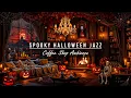Download Lagu Cozy Autumn Coffee Shop Ambience 🦇🎃 Warm Jazz Music \u0026 Spooky Halloween Fireplace Space to Sleeping