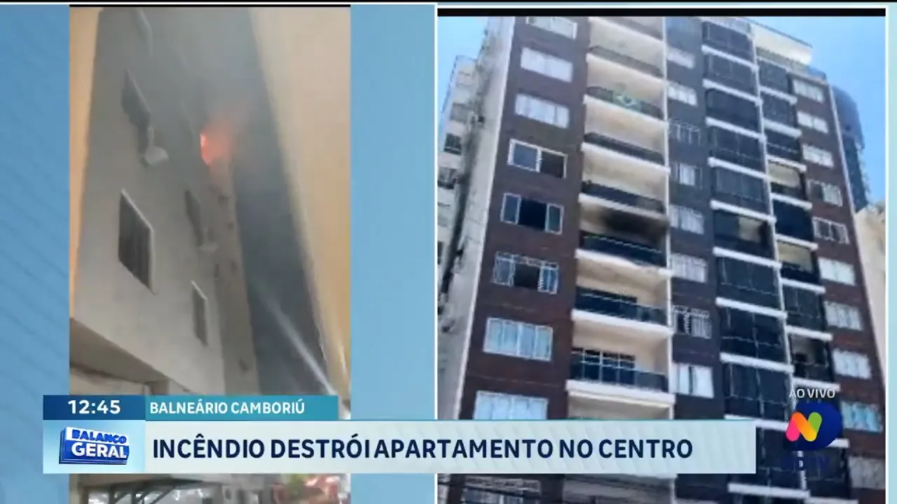 Incêndio destrói apartamento no centro de Balneário Camboriú