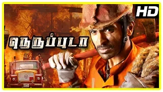 neruppu da movie scenes title credits vikram prabhu and friends intro fighting fire nagineedu