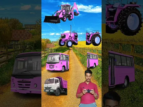 Pink tractor jcb bus truck #vfx #shorts #viralshort