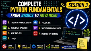 Assignment Operators Type Casting Swapping Session 3 Python Tutorial for Beginners